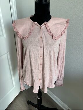 Boden Women's Wide Collar Top Prairie Inspired With Sweet Eyelet Detail Size 8